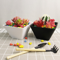 Vente en gros de pots à fleurs carrés écologiques de style farmhouse, créatifs, en PP blanc, pour plantes en pot de table, jardinières familiales 1-3L