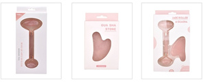 Hochwertiges Rosenquarz Jade Roller <span class=keywords><strong>Gua</strong></span> Sha Set mit Box - Product Image 4