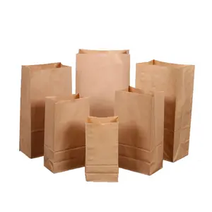 SOS Wholesale Custom Brown Bakery Paper Bags Food Take Away Carry Bread Kraft Bag