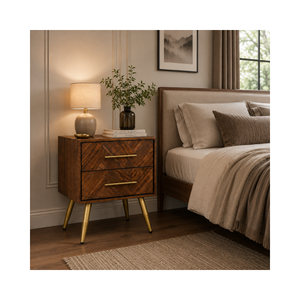 Luxury Wooden Nightstand 2 Drawer <b>Bedside</b> <b>Table</b> Mid Century Design OEM ODM Custom Supplier Direct Supply Manufacturer - Product Image 1