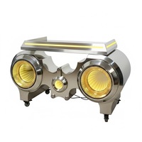 Fumashi – Table de DJ rectangulaire mobile en fer, lumineuse, pour bar, salle privée, boîte de nuit, décorations de fêtes, style moderne et luxueux à LED