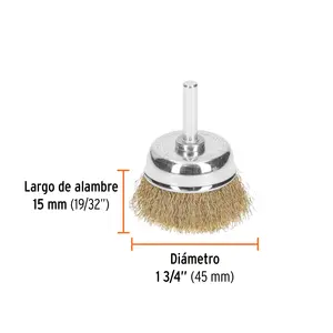 Herramienta de cardado de 6 copas BOX, alambre de 1-3/4' de grosor para taladro, TRUPER - Product Image 3