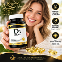 Capsules de vitamine D3 2000 UI sans gluten, favorisant la santé immunitaire et osseuse, 150 unités pour hommes et femmes