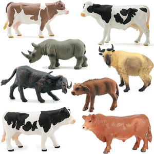 Modelo de vaca silvestre de simulación transfronteriza, búfalo, rinoceronte, <span class=keywords><strong>takin</strong></span>, vaca Simmental amarilla, PVC para ensamblaje y cognición infantil - Product Image 1