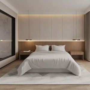 Muebles de Dormitorio Económicos para Hoteles de Cadena, con Cama King Size Estándar con Cabecera de Madera, para Apartamentos y Hoteles - Product Image 2