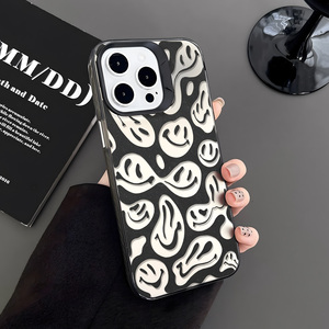 Étui de téléphone magnétique avec visage souriant fondant pour <span class=keywords><strong>iPhone</strong></span> 16/15/14/13/12 Pro Max, coque antichoc dégradé argenté miroir - Product Image 3