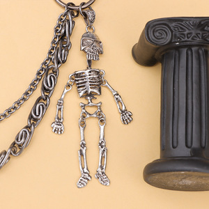Cadena de cintura Yueli Skeleton de doble capa, aleación de zinc, estilo hip hop punk, cadena corporal de metal, unisex, para uso diario. - Product Image 4