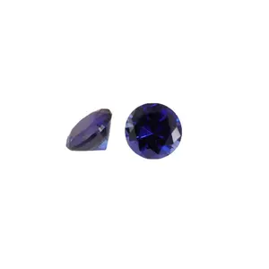 Wuzhou penjualan 1.0 "-2.0mm bulat 34 # biru korundum batu sintetis biru korundum