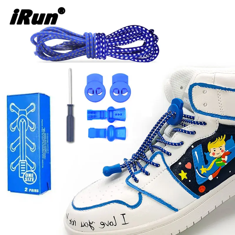 iRun Running Lock Laces Safety Night Reflective Elastic Lazy Shoelaces Never Tie Speed Laces Fast quick shoes lace locking