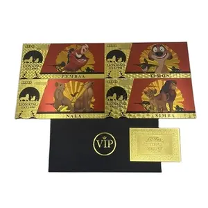 The Lion King golden ticekt cartoon movie Simba Mufasa Plastic Card 24k Gold Plated Foil anime Banknote