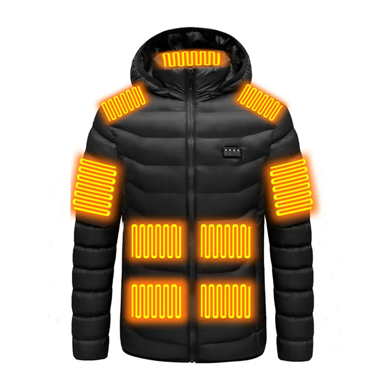 High quality 17 zone heated men cotton coats waterproof insulated heated jacket with mobile battery