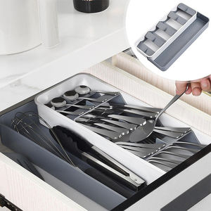 Varios <span class=keywords><strong>cubiertos</strong></span> Bandeja Cajón Organizador Cuchara Escritorio Dibujar Extensible <span class=keywords><strong>Cubiertos</strong></span> Bandeja Almacenamiento <span class=keywords><strong>Cocina</strong></span> <span class=keywords><strong>Cubiertos</strong></span> <span class=keywords><strong>de</strong></span> plástico Bandeja - Product Image 4