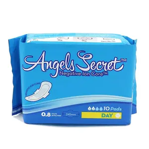 天使秘密女性柔软棉舒适蓝色月经垫尺寸245毫米女性透气女童卫生巾