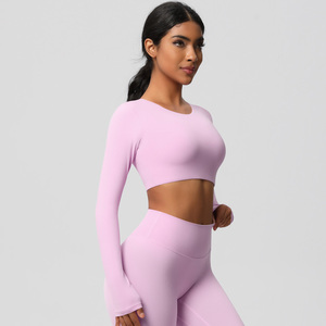 Bán Buôn Hot Bán Phụ Nữ Dài Tay Áo Top Biểu Tượng Tùy Chỉnh Nén Áo Sơ Mi Tập Thể Dục Yoga Top Với Cho Phụ Nữ - Product Image 6