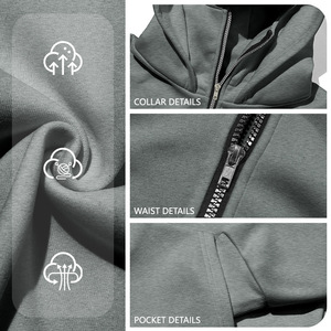 Sweat-shirt à capuche zippé double couche de haute qualité, style automne/hiver, tendance, à la mode, ample, épais, pour hommes - Product Image 3