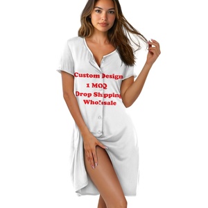 Designer esclusiva personalizzazione Super morbida e alla moda ampia a maniche corte girocollo stampa <span class=keywords><strong>camicia</strong></span> <span class=keywords><strong>da</strong></span> <span class=keywords><strong>notte</strong></span> <span class=keywords><strong>con</strong></span> bottone su richiesta - Product Image 1