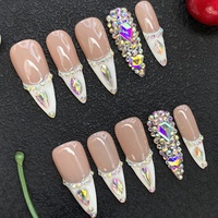 Faux ongles à presser en gel souple, motif floral sculpté, faits main, style French Manucure, qualité salon exquise, en acrylique épais, fournisseur en gros