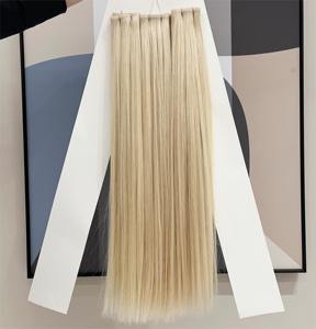 Qingdao <span class=keywords><strong>Alano</strong></span> Invisible Doble dibujado Máquina rusa Trama Extensión de cabello rizado profundo Personalizar Extensión de cabello de trama plana de seda - Product Image 5