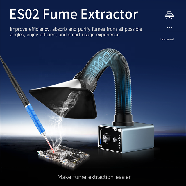 ES02 Fume Extractor Dual Filtration System Solder Fume Odor Removal Industrial Soldering Electronic Workshop