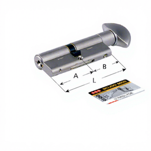Cylindre de sécurité Scudo 9000 avec bouton nickelé, à l'épreuve des perforations, à l'épreuve des déchirures, avec goupilles en acier inoxydable, 5 clés, carte à code - Product Image 1