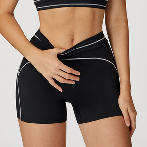 Pantalones Cortos Deportivos para <span class=keywords><strong>Mujer</strong></span>, Levanta Glúteos, Suaves, con Logotipo Personalizado, Línea de Contraste, Cintura Alta, para Gimnasio y Running, Venta al Por Mayor CIYING - Product Image 2