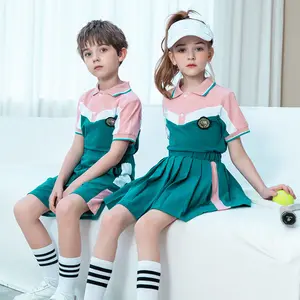 2024 nuevo conjunto de uniforme escolar de verano de 2 piezas personalizado de fábrica para niños y niñas de 6 a 18 años