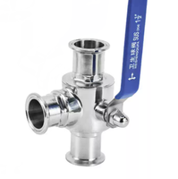 Vanne à boisseau sphérique sanitaire à trois voies Tri-Clamp en acier inoxydable SS304/316L, type T/L, PN10, qualité alimentaire, pour le contrôle manuel du débit dans les secteurs des boissons et de la pharmacie