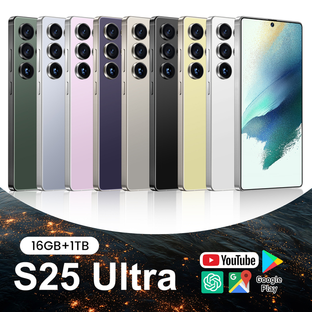 High Spec S25 Ultra Gaming Smartphone 16GB+1TB 7.3Inch 8000mAh 72+108MP Dual SIM TF Card Slot Global Unlocked Mobile Phone