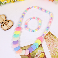 Ensemble de bijoux pour enfants de haute qualité, fabriqué en usine BSCI, avec des perles colorées, bracelet et collier, bijoux fantaisie mignons et colorés