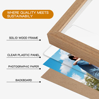 Bingkai Foto Kayu Solid 5*7 Inch dengan Finishing Serat Kayu, Bingkai Poster untuk Dinding atau Meja, Dekorasi Rumah Kustom