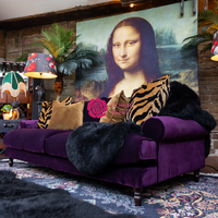 Canapé trois places en velours violet foncé de style nord-européen Yicheng Beauty pour salon, meubles design pour la maison