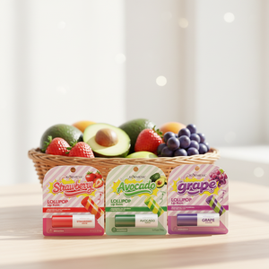 Baume à lèvres coréen KORMESIC Private Label OEM 3g, deux couleurs, saveur raisin, avocat, fraise, enrichi en vitamine E, hydratant, soin des lèvres aux fruits. - Product Image 1