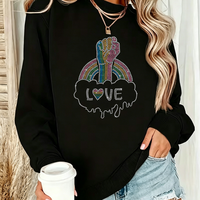 Transfert thermocollant personnalisé avec motif « Pride Love » en strass pour vêtements et t-shirts