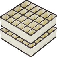 Boîte de rangement pliable multifonction à 24 compartiments pour sous-vêtements, chaussettes, cravates, bas, accessoires de tête et bijoux dans la salle de bain ou la garde-robe