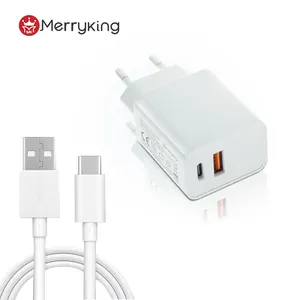 Merryking Hot Sale EU KR Plug ROHS NOM CE EMC USB C Charger Plug Fast Charger Type C For Huawei Mobile Phone