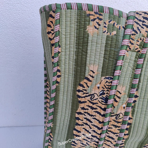 Bolso de mano acolchado de algodón con estampado de bloques a mano para mujer, bolso de hombro bohemio en bolso de mano multicolor para compras diarias - Product Image 1