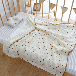 Couverture Bébé Douce en Coton Crêpe Minky à Pois Double <span class=keywords><strong>Couche</strong></span> Apaisante pour Nouveau-né, Vente en Gros Directe Usine, Motif Personnalisé - Product Image 4