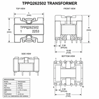 Transformateur haute fréquence FUZHEN PQ26 pour alimentations industrielles non blindées, température de fonctionnement -40~+85°C, tolérance 1%