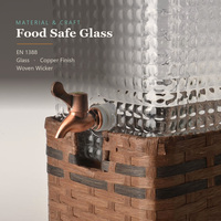 Distributeur d'eau en verre élégant et de haute qualité, pour jus, boissons, pot avec seau et support en osier, ml