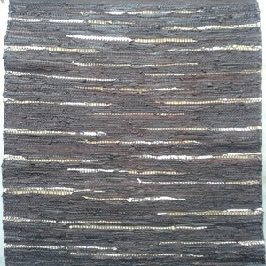 Cheap Leather Scrap Rug Hand Woven Rag Rug Rectangle Custom Size Rug Recycled Multi Color <b>Polybag</b> Striped Reversible Flat Woven - Product Image 3