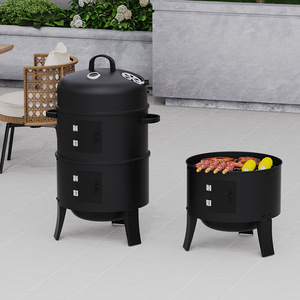 Outdoor Smokehouse Three Layer Detachable Charcoal Grill With Lid For Backyard BBQ Cooking - Product Image 1