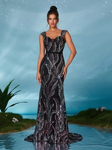 Vestido de Dama de Honor Elegante Europeo-Americano con Lentejuelas, Largo hasta el Suelo, de Secado Rápido, con Escote <span class=keywords><strong>Corazón</strong></span>, para Eventos Transfronterizos y de Agradecimiento - Product Image 6