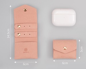 Bolsa de Almacenamiento de Joyas de Microfibra Portátil de Cuero PU de Lujo, Mini Bolsa Enrollable para Guardar Aretes, Cierre de Botón - Product Image 2