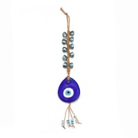 Mode Offre Spéciale À La Main Tressé Chanvre Corde Femmes Charme Chanceux Verre Grand Bleu Turc Diable Oeil Porte-clés Accessoires pour Voiture Maison