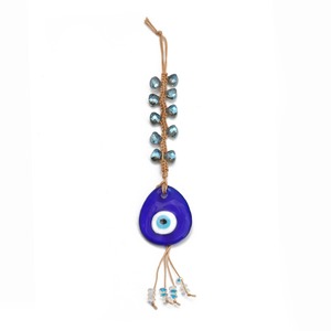 Gran oferta de moda, cuerda de cáñamo trenzada hecha a mano, abalorio de mujer, cristal de la suerte, llavero de ojo de diablo turco azul grande, accesorios <span class=keywords><strong>para</strong></span> <span class=keywords><strong>coche</strong></span> y hogar - Product Image 4