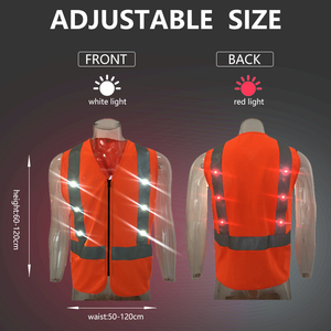 سترة سلامة عاكسة, سترة ذات تصميم جديد من الفئة 2 مقاومة للماء ذات ضوء أحمر وامض ، سترة سلامة عاكسة Led <span class=keywords><strong>Hi</strong></span> <span class=keywords><strong>Vis</strong></span> لهيكل أمان العمال - Product Image 3
