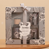 Home Aroma Boîte à cadeaux pour bougie en cire de soja parfumée et diffuseur de roseaux Paquet de luxe avec noeud papillon Bougie de voyage Coffret cadeau aromathérépie