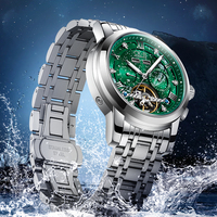 Montre chronographe mécanique automatique pour homme Mark Fairwhale, cadran Tri-Compax, aiguilles lumineuses, affichage de la date, bracelet en métal étanche FW-6055