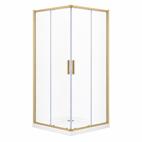 Porte de douche coulissante en verre d'angle dorée, cabine de douche 1950 mm (H) et 680-1200 mm (L), verre trempé, pour hôtel, salle de bain, appartement