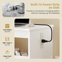 Mesa de Costura Plegable Multiusos OEM/ODM Personalizada que Ahorra Espacio con Ruedas Bloqueables, Estantes de Almacenamiento y Estación de Carga